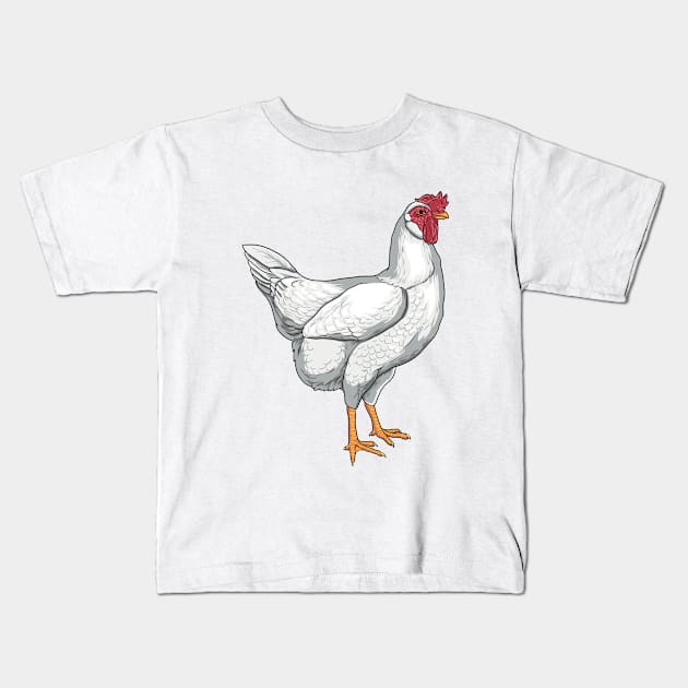 Leghorn Chicken Kids T-Shirt by Modern Medieval Design